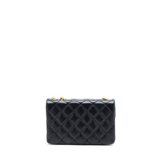 Chanel 22K Gold Pillar Adjustment Chain Flap Bag Lambskin Black GHW (Microchip)