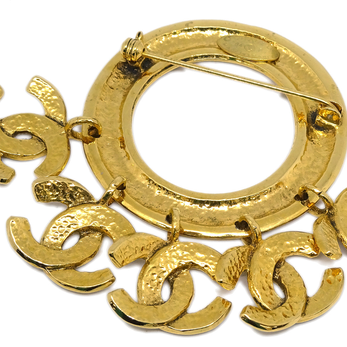 Luxury Chanel Fringe Brooch Pin Corsage Gold 94P