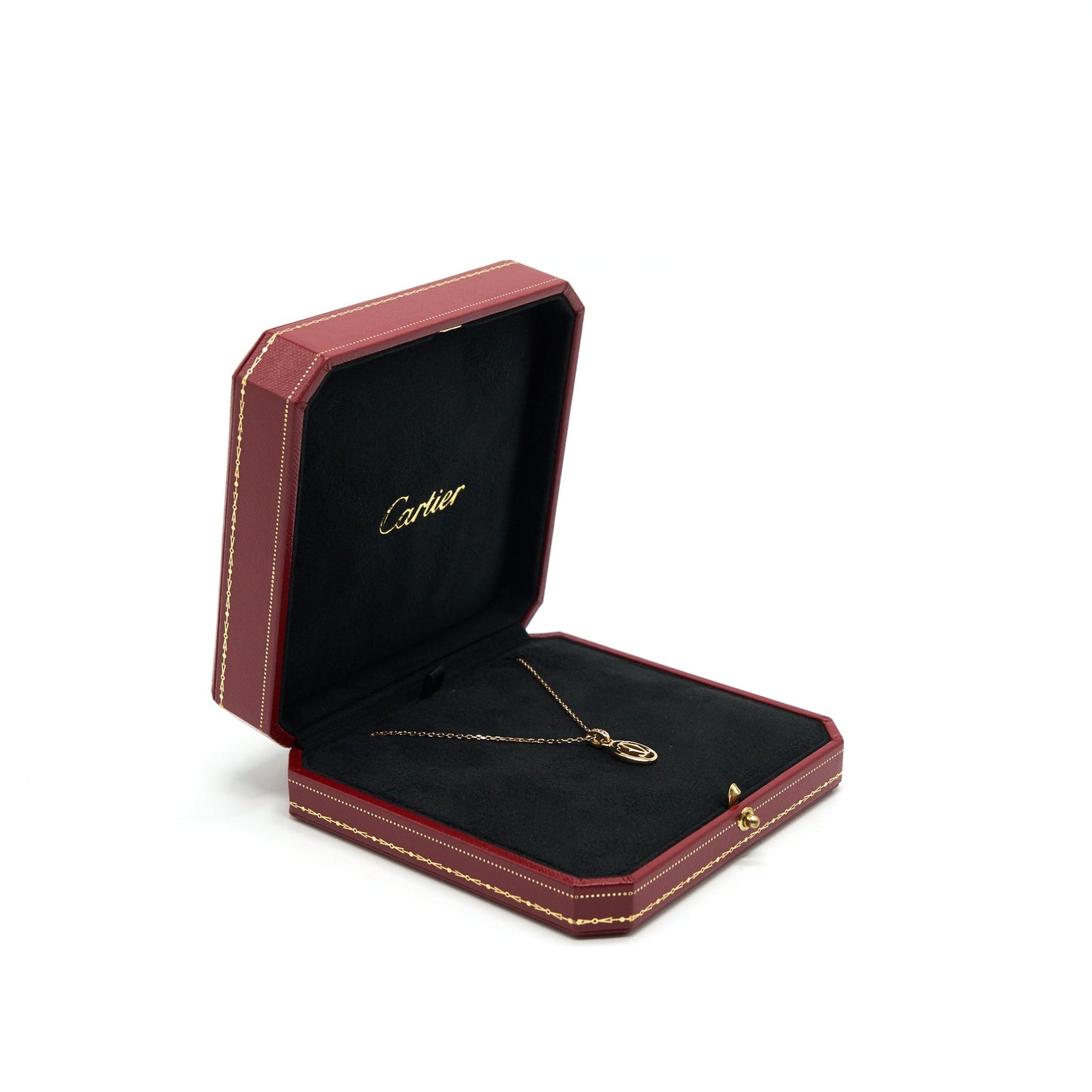 Cartier Logo Necklace Rose Gold with Pink Sapphire