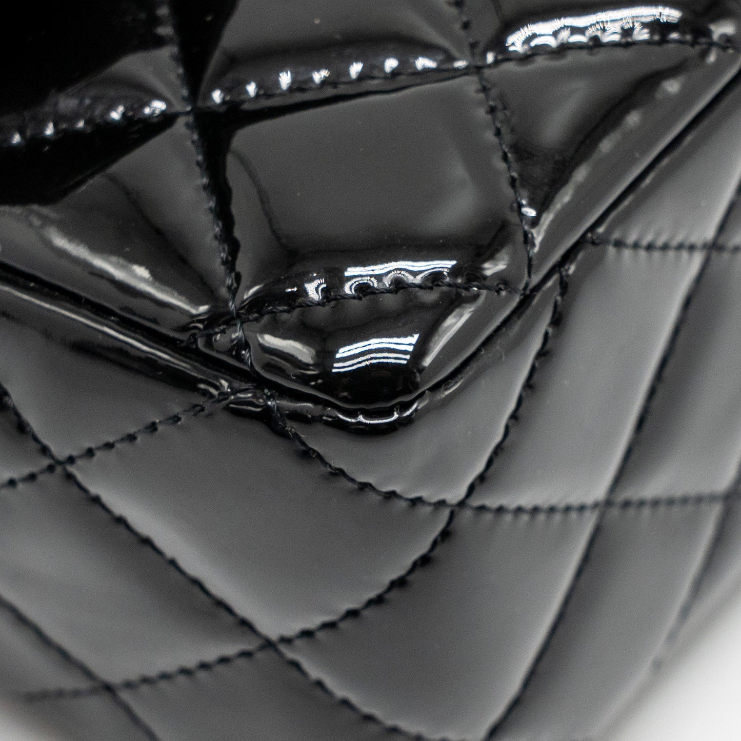 Chanel mini rectangular flap bag patent leather black LGHW