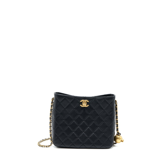 Chanel 23C Pearl Crush Hobo Bag Lambskin Black Brushed GHW (Microchip)