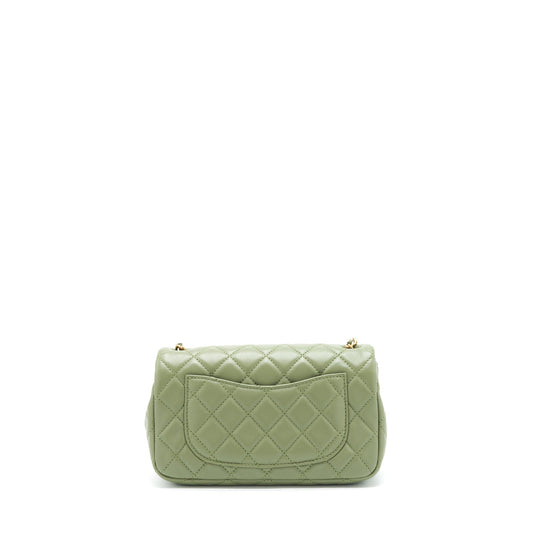 Chanel Pear Crush Mini Rectangular Flap Bag 21B Lambskin Green GHW (Microchip)
