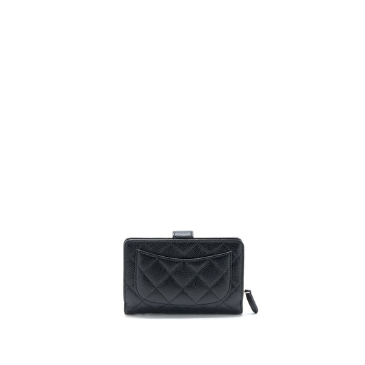 Chanel Compact Zipper Wallet Caviar Black SHW