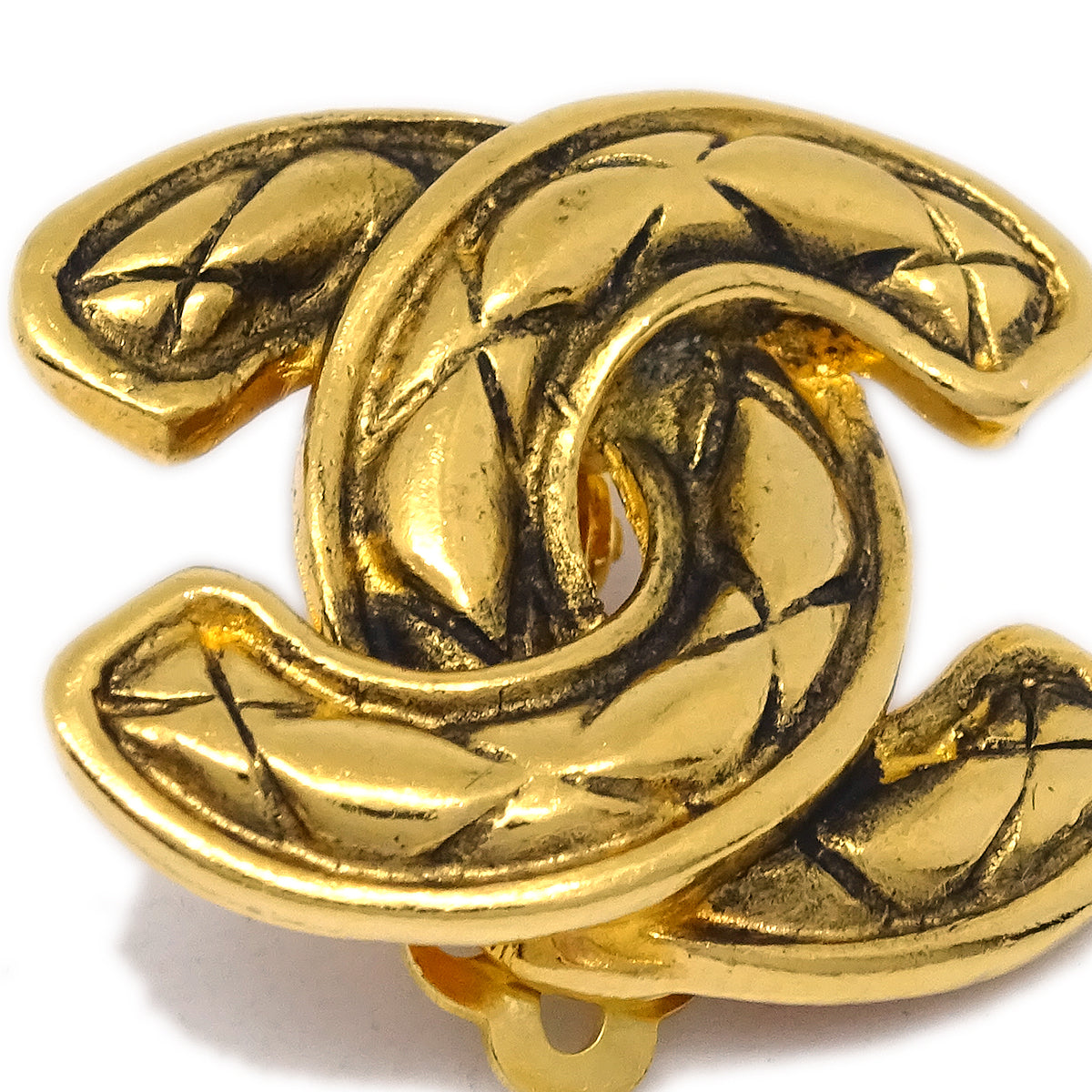 Luxury Chanel CC Earrings Clip-On Gold 2433