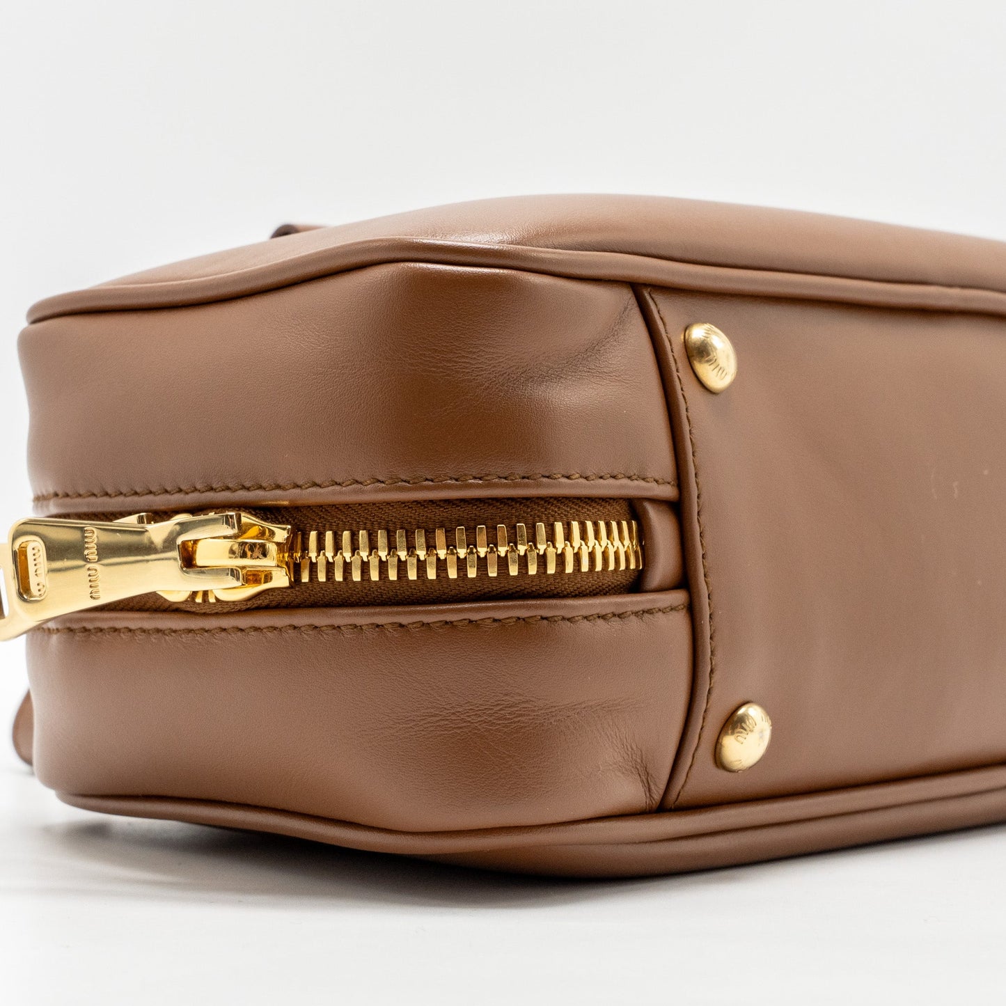 Miu Miu Cognac Arcadie Leather Bag Brown GHW