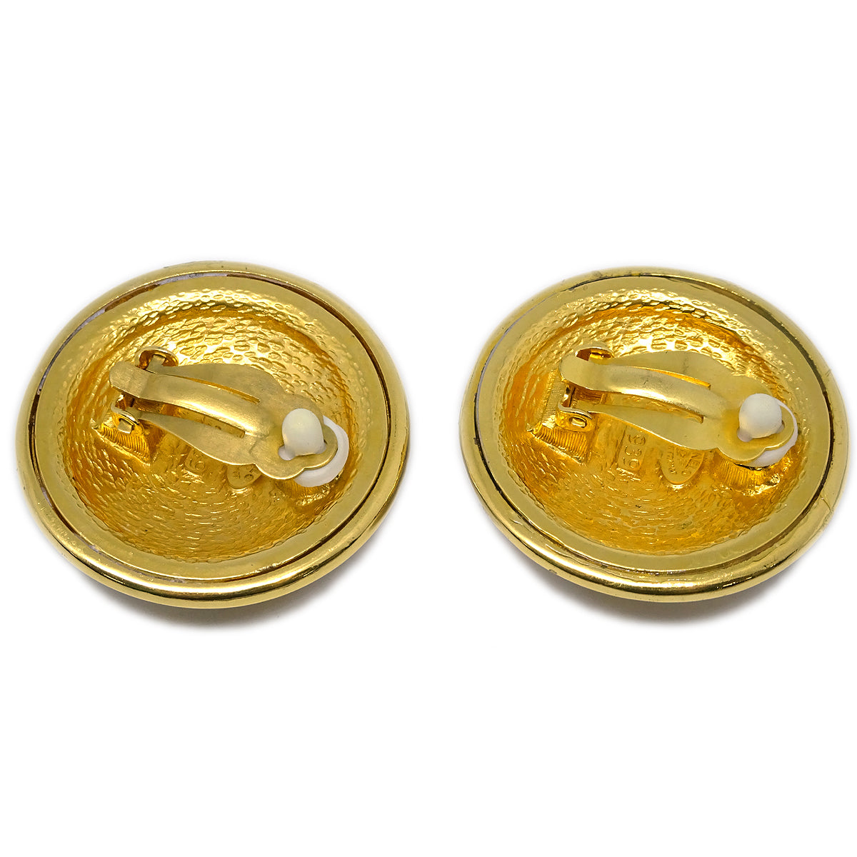 Luxury Chanel Button Earrings Gold Clip-On 93P/2939