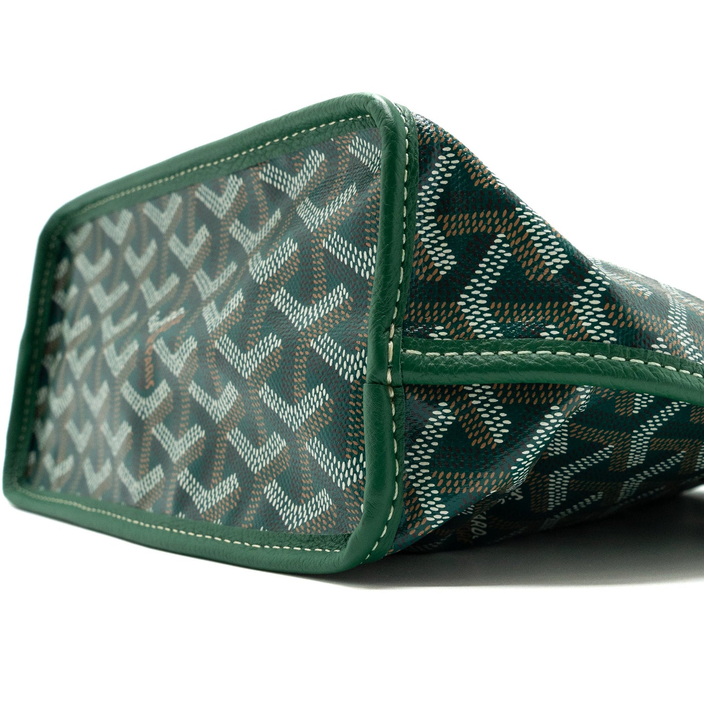 Goyard mini Anjou tote bag canvas / calfskin green SHW
