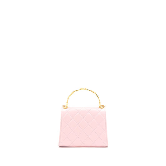 Chanel 22B Mini Flap Bag with Enamel Top Handle Lambskin Pink Brushed GHW