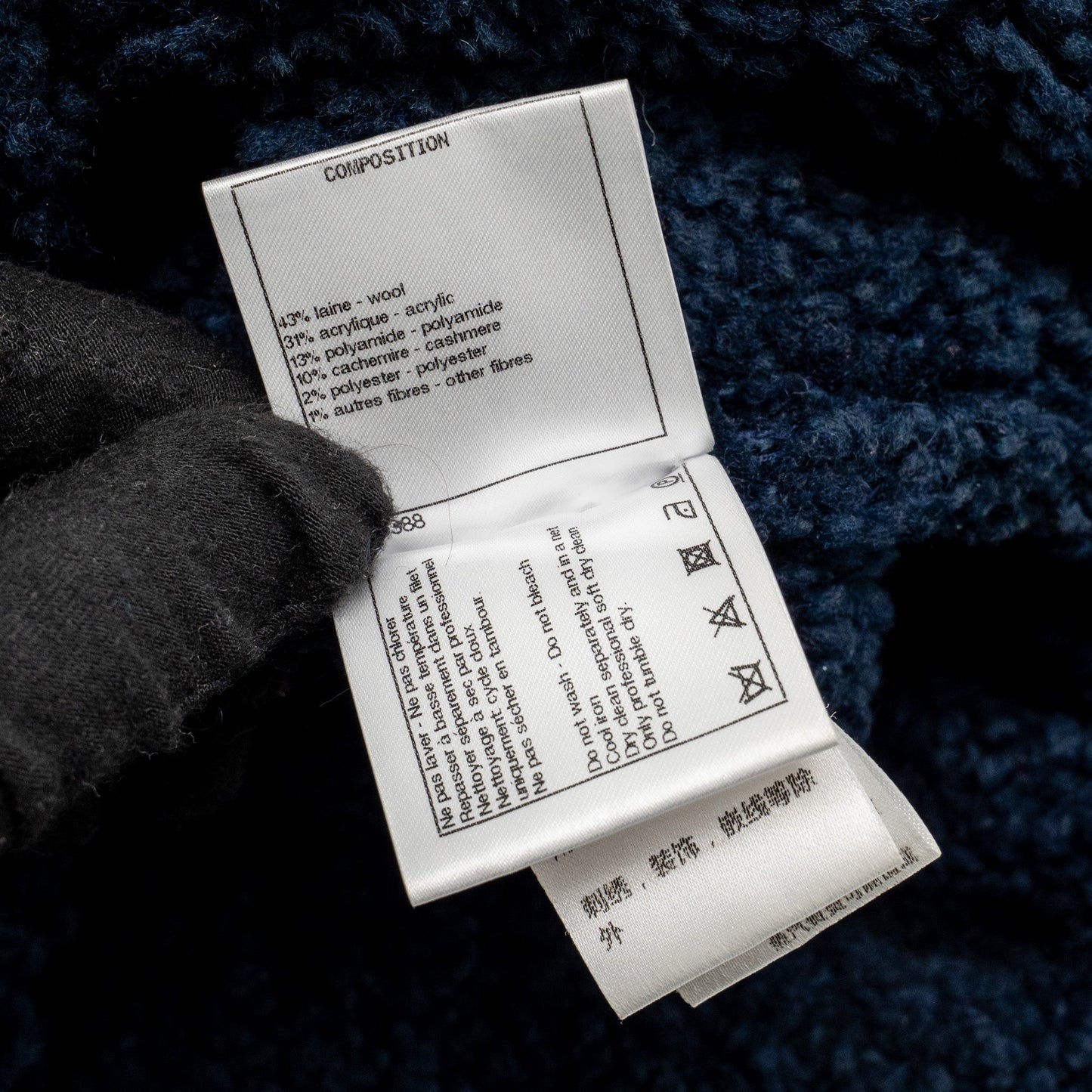 Chanel Size 34 Teddy Sweater Wool/Acrylic/Polyamide/Cashmere Navy Blue