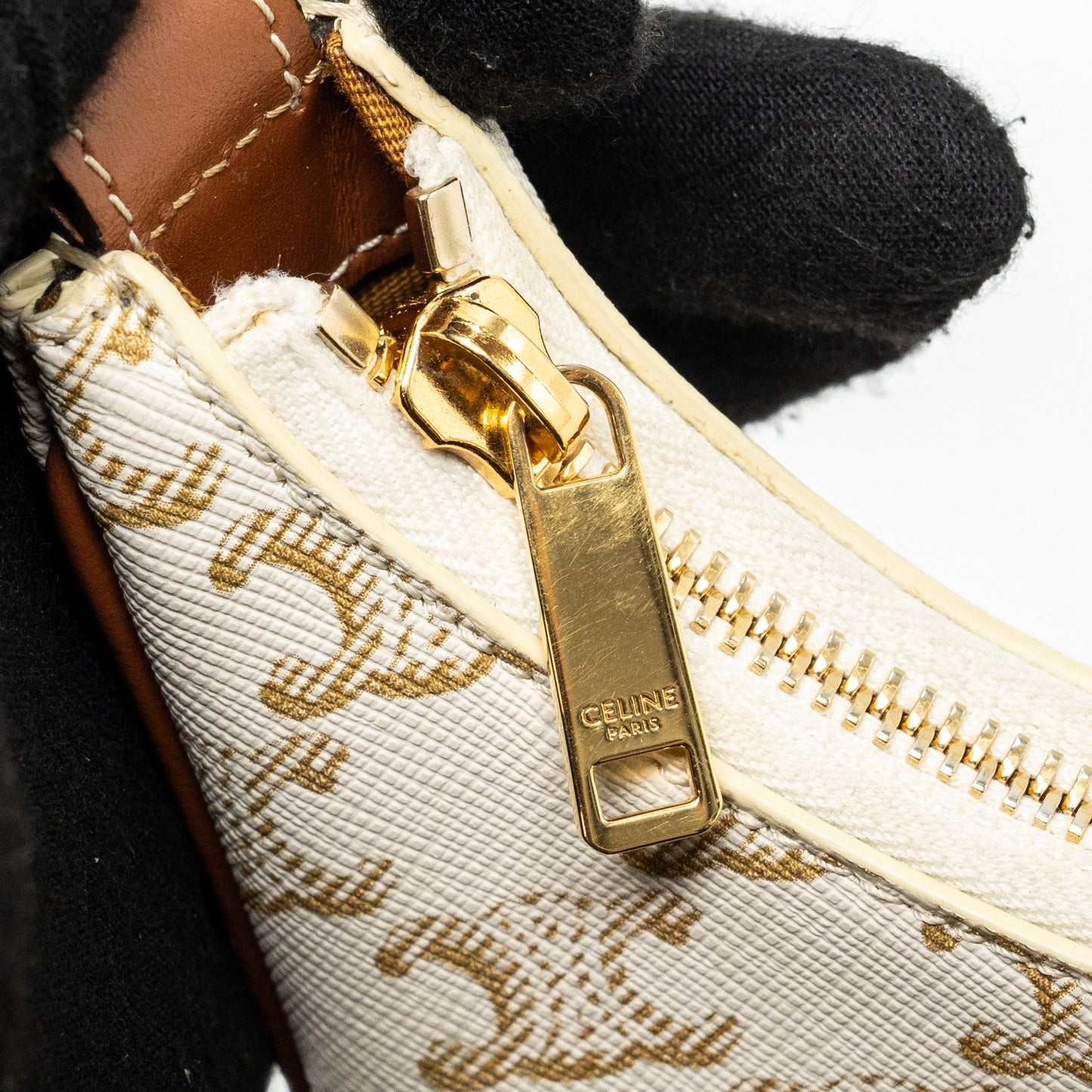 Celine Ava bag triomphe canvas / calfskin white GHW