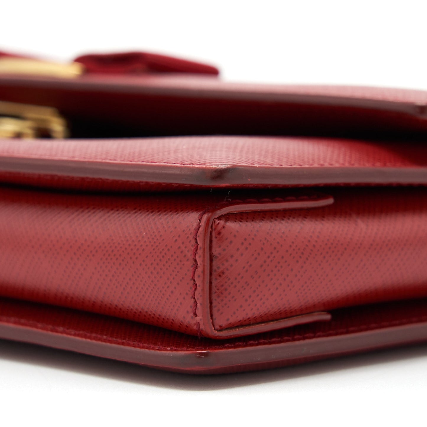 Salvatore Ferragamo Ginny Saffiano Shoulder Bag Calfskin Red GHW
