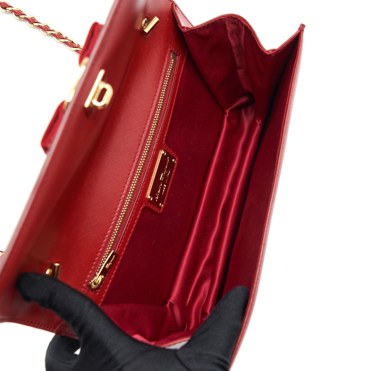Salvatore Ferragamo Ginny Saffiano Shoulder Bag Calfskin Red GHW