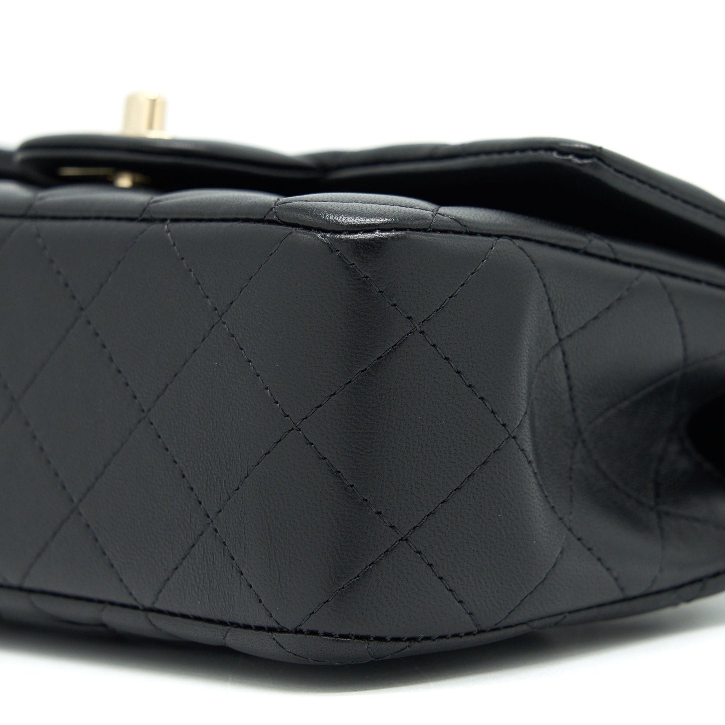 Chanel Top Handle Mini Rectangular Flap Bag Lambskin Black LGHW (Microchip)