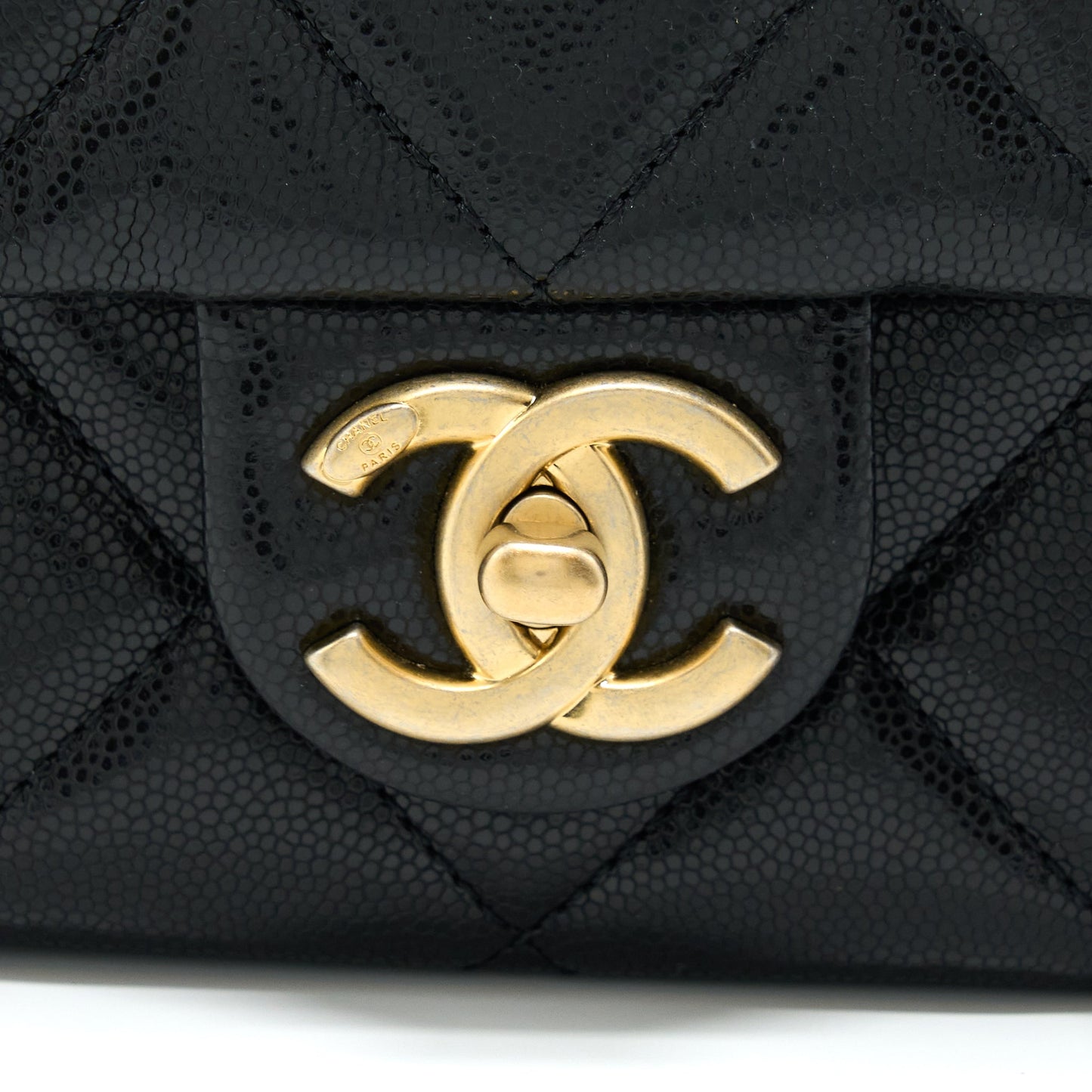 Chanel 22A Small Flap Bag Caviar Black Brushed Gold Hardware(Microchip)