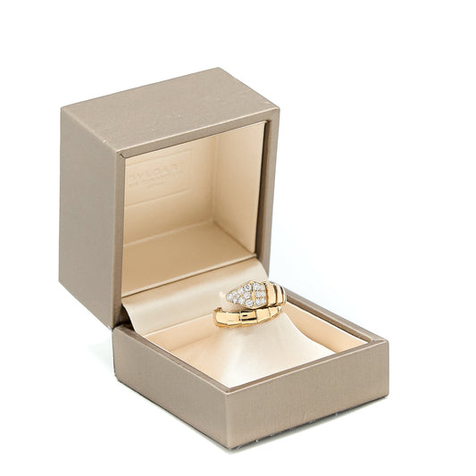 Bvlgari Size L Serpenti Viper Ring Rose Gold Diamonds