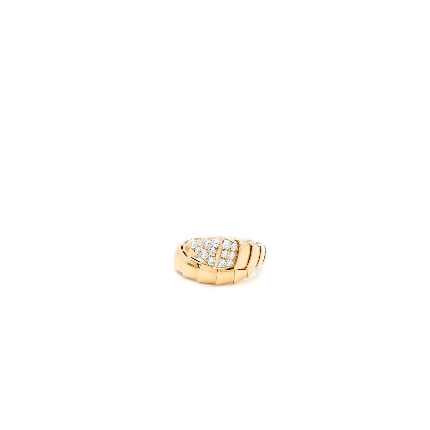 Bvlgari Size L Serpenti Viper Ring Rose Gold Diamonds