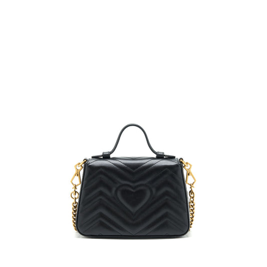 Gucci GG Marmont Mini Top Handle Bag Black GHW