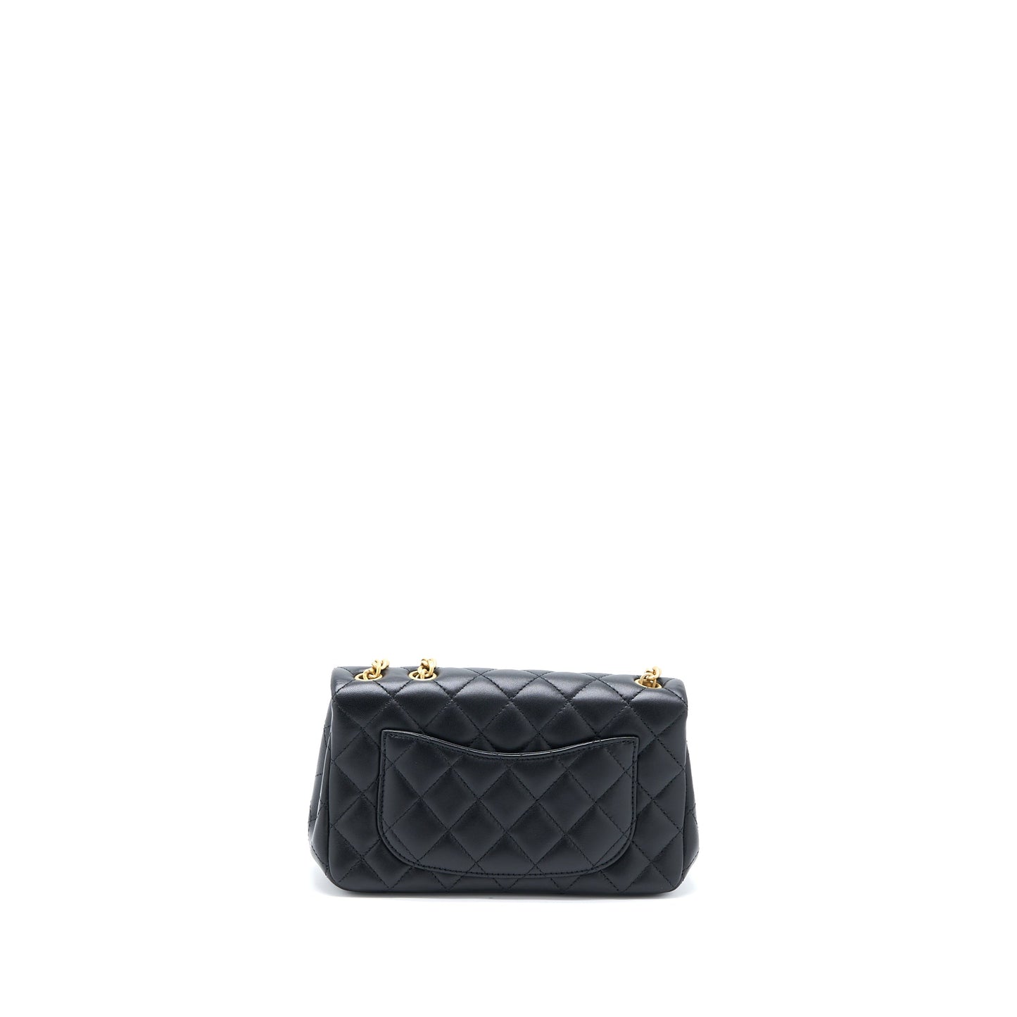 Chanel 23S Camellia Chain Mini Rectangular Lambskin Black Brushed GHW (Microchip)