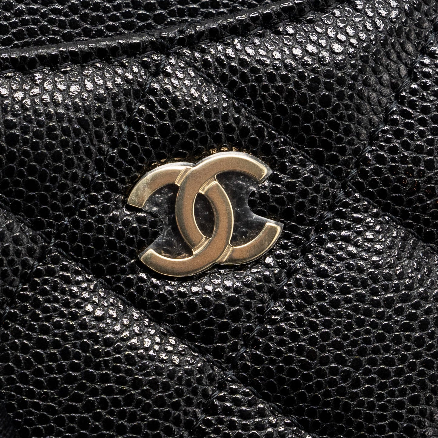Chanel square zipper pouch card holder caviar black LGHW (Microchip)