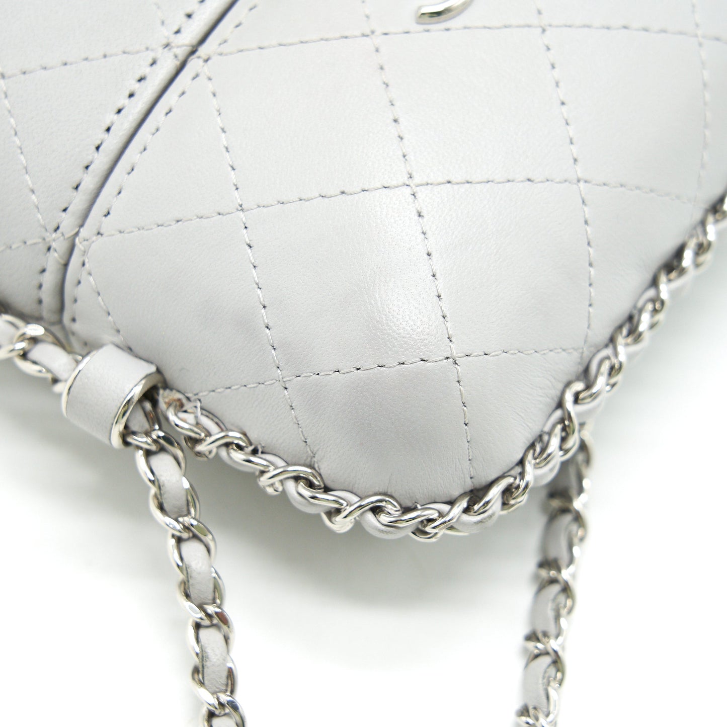 Chanel Grey Vanity case for phone with Chain