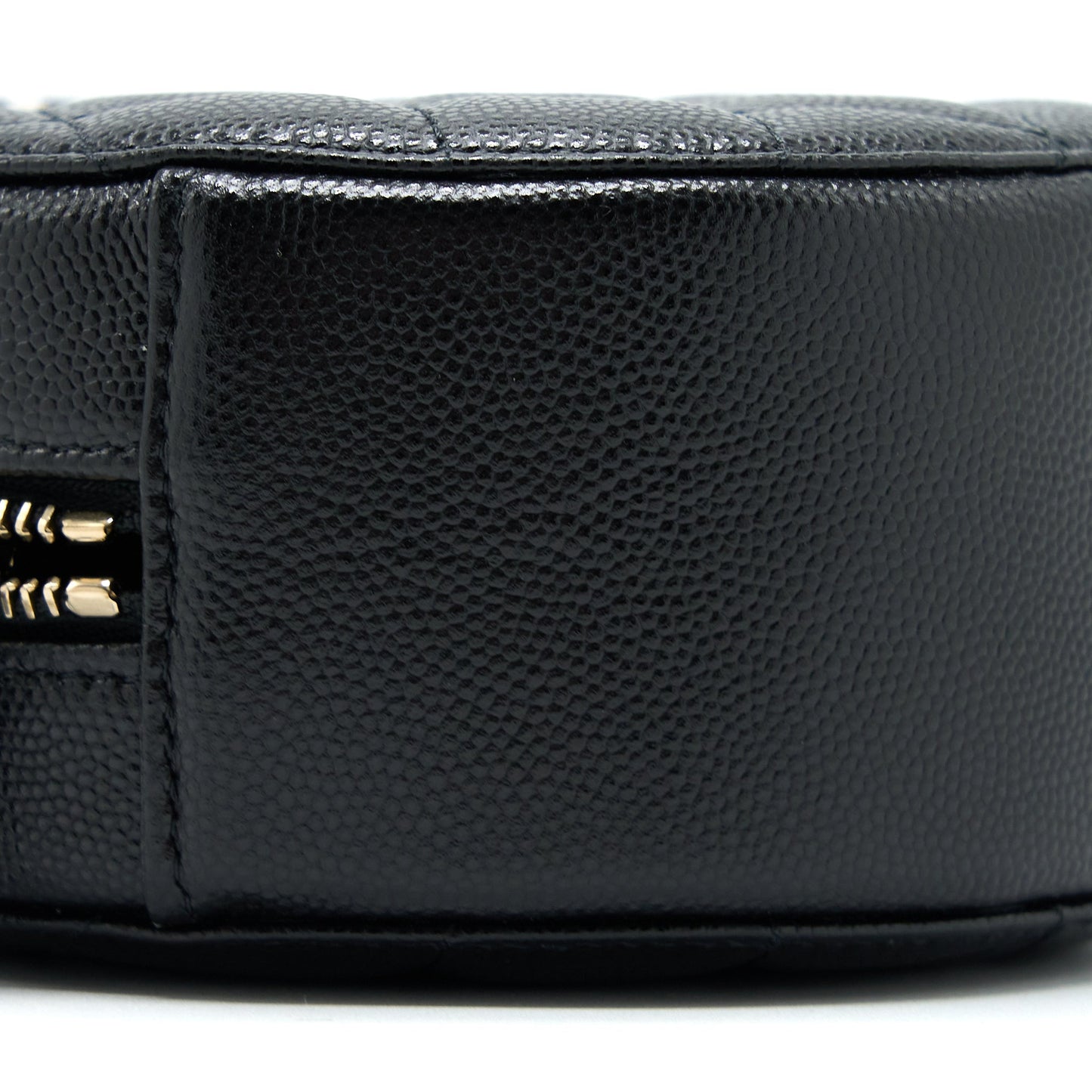 Chanel Crystal CC Logo Round Clutch with Chain Caviar Black LGHW