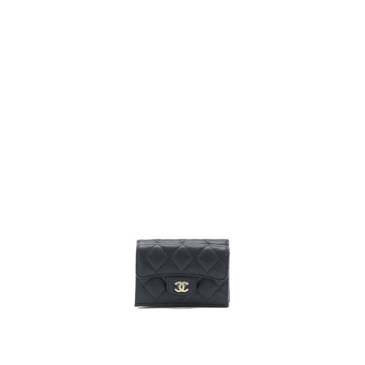 Chanel Small Compact Wallet Caviar Black LGHW (Microchip)