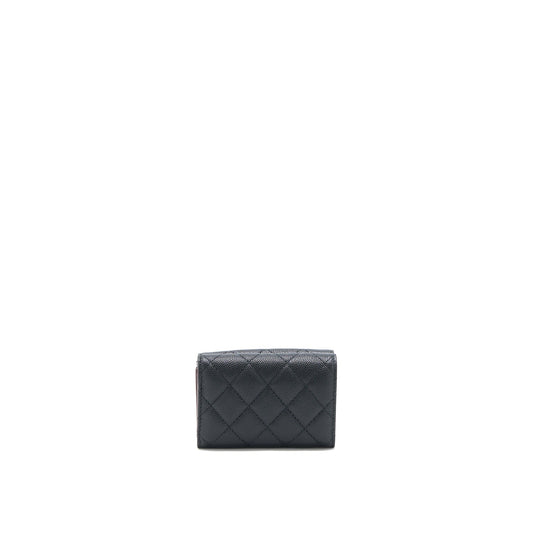 Chanel Small Compact Wallet Caviar Black LGHW (Microchip)
