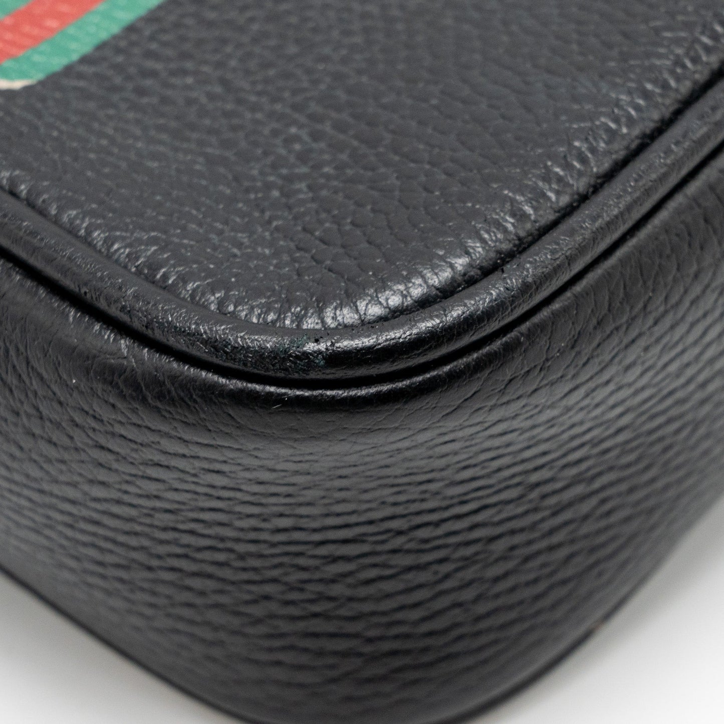 Gucci Logo Printed Messenger Crossbody Bag Calfskin Black/Multicolour GHW