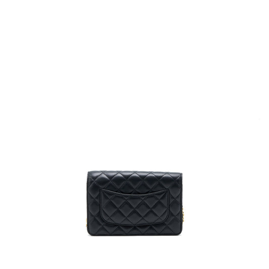 Chanel Pearl Crush Wallet On Chain Lambskin Black GHW (Microchip)
