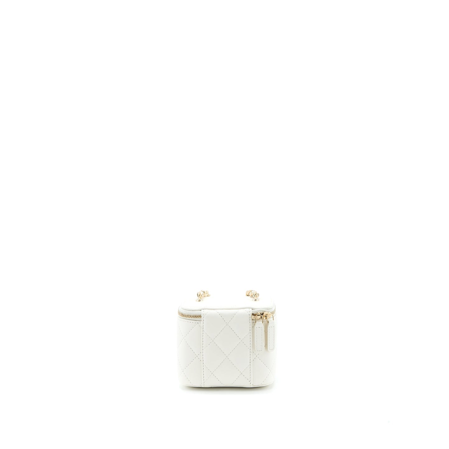 Chanel 23C Pearl Crush Mini Vanity with Chain Lambskin White LGHW (Microchip)