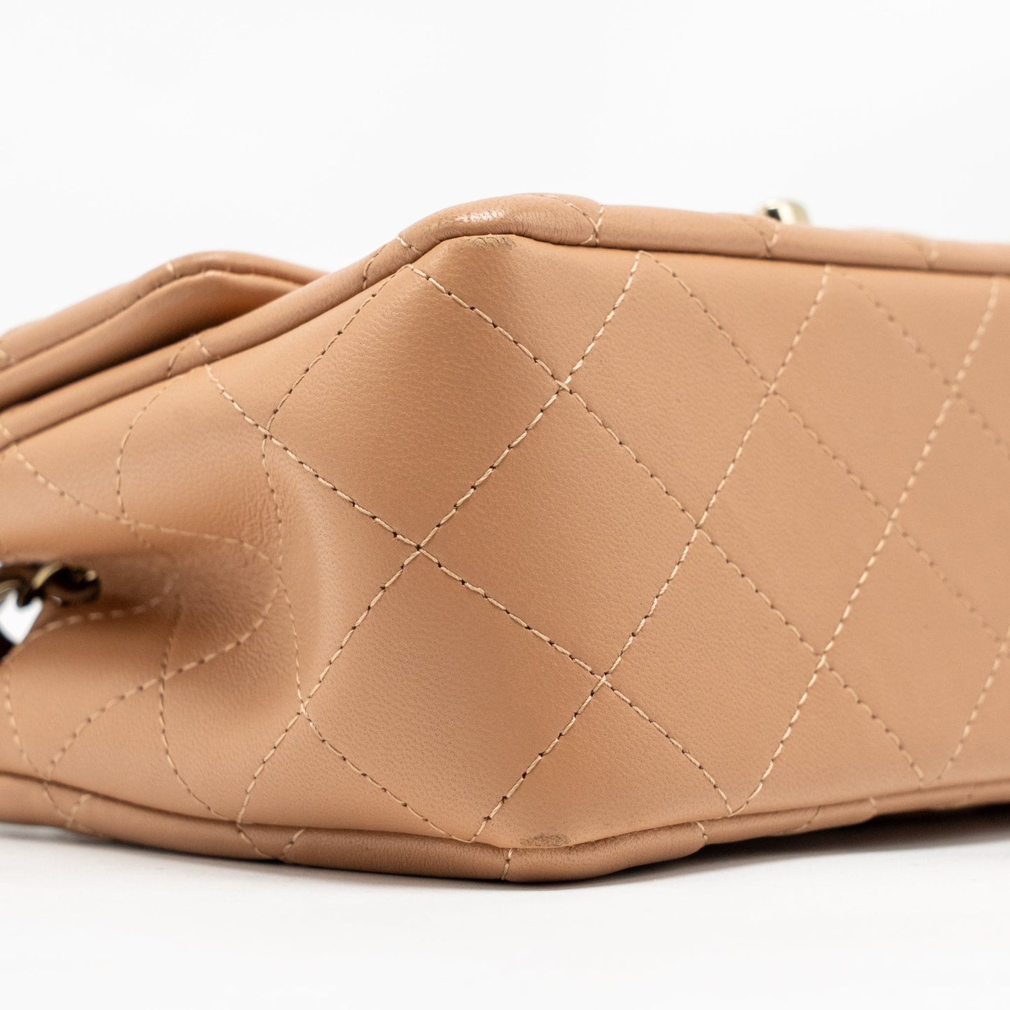 Chanel Mini Rectangular Flap Bag Lambskin Caramel LGHW (Microchip)