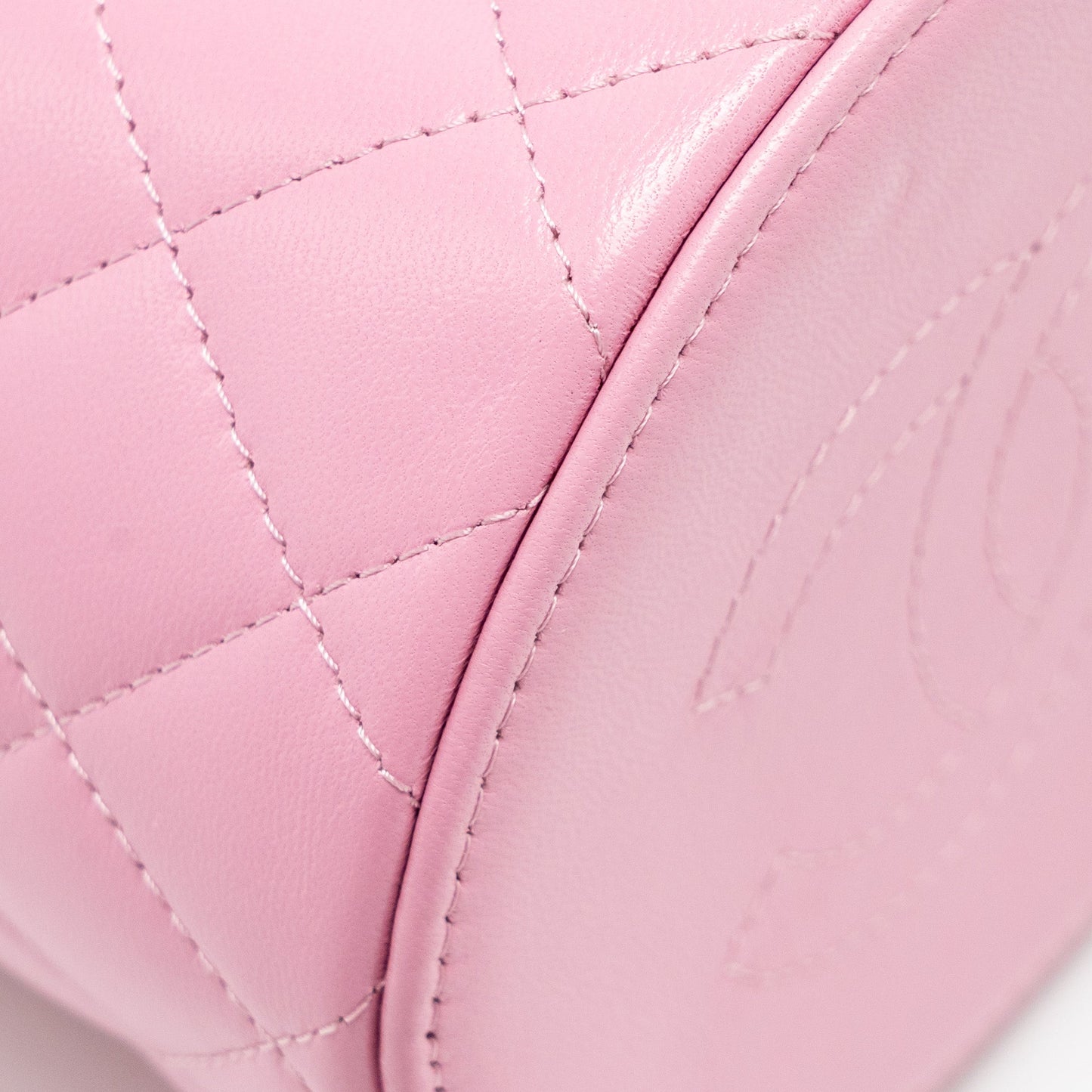 Chanel Top Handle Round Vanity Case Lambskin Pink LGHW