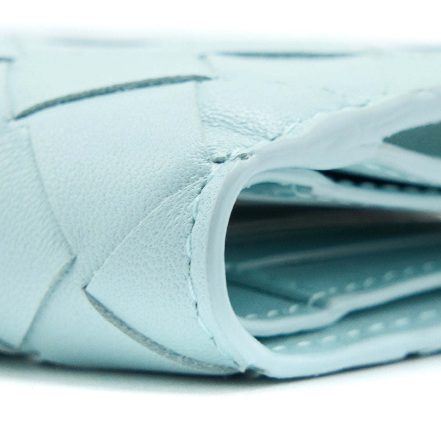 Bottega Veneta Bi-Fold Zip Wallet Lambskin Light Blue GHW
