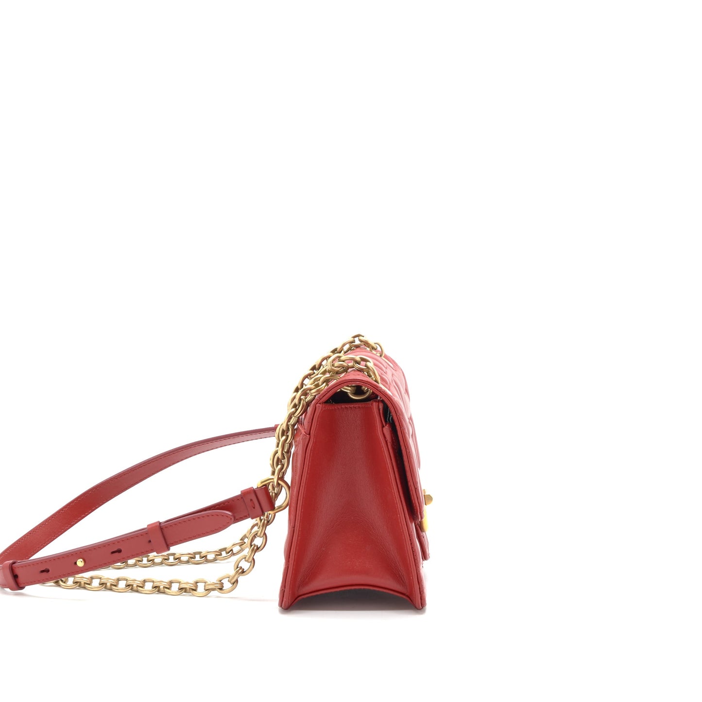 Salvatore Ferragamo Gancini Flap Bag Calfskin Red GHW