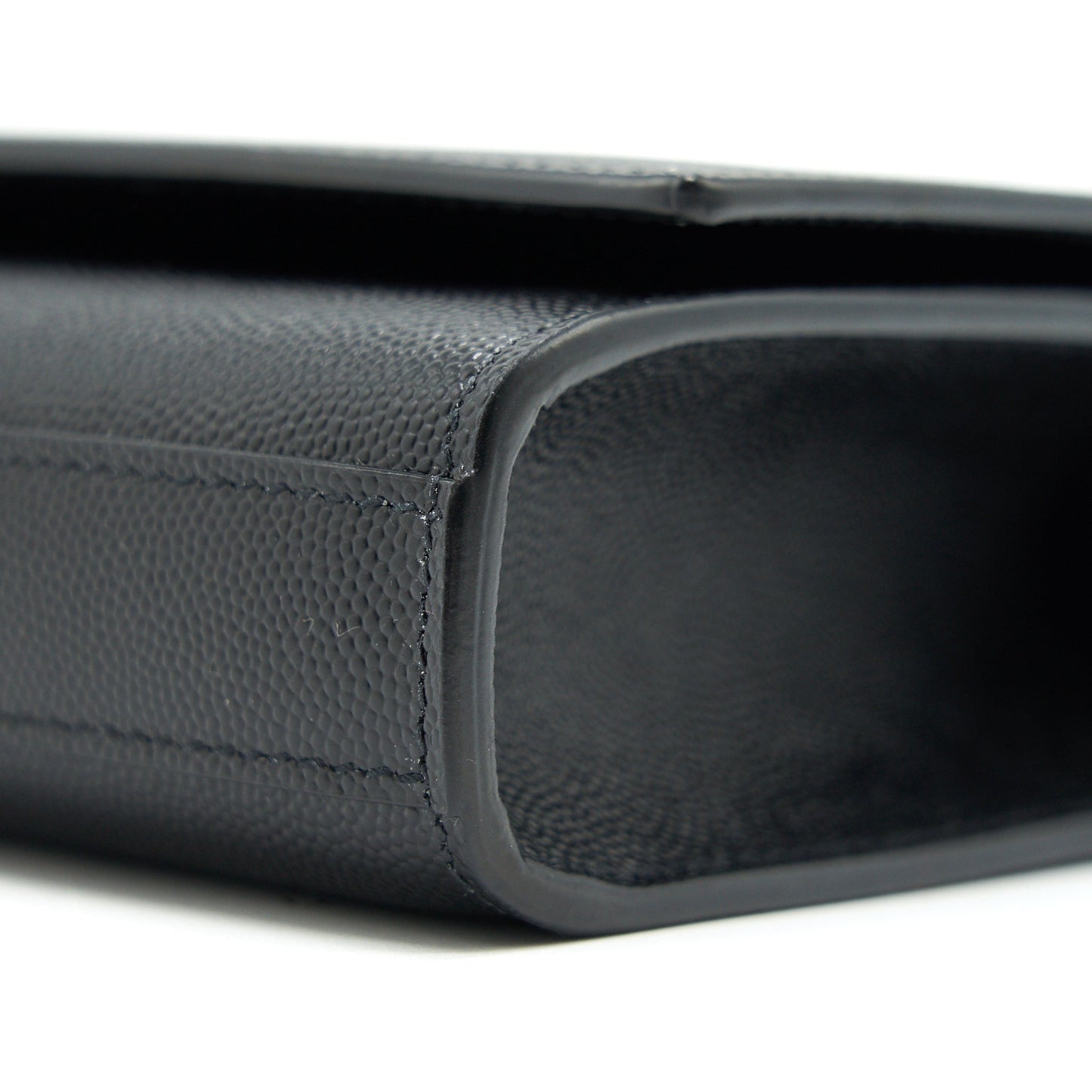 SAINT LAUREN KATE CLUTCH IN GRAIN DE POUDRE EMBOSSED LEATHER BLACK GHW