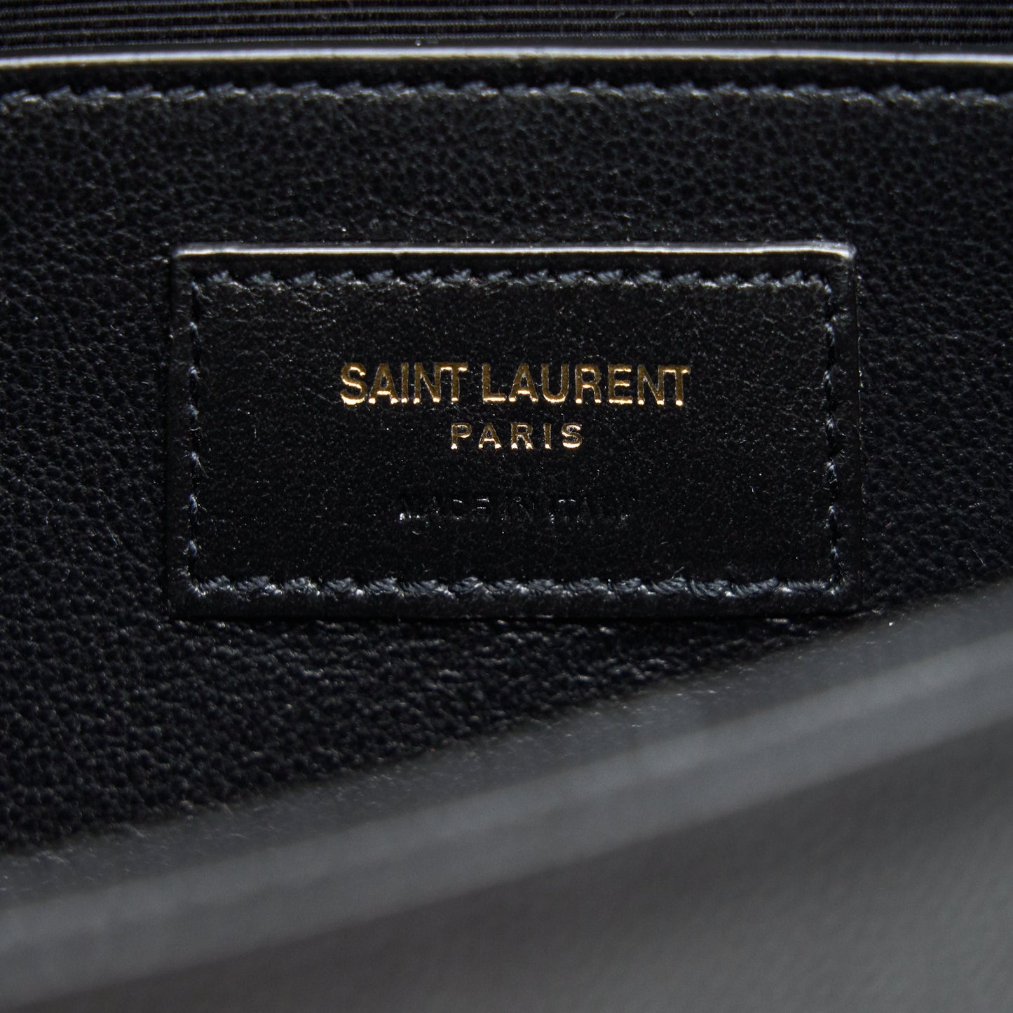 SAINT LAUREN KATE CLUTCH IN GRAIN DE POUDRE EMBOSSED LEATHER BLACK GHW