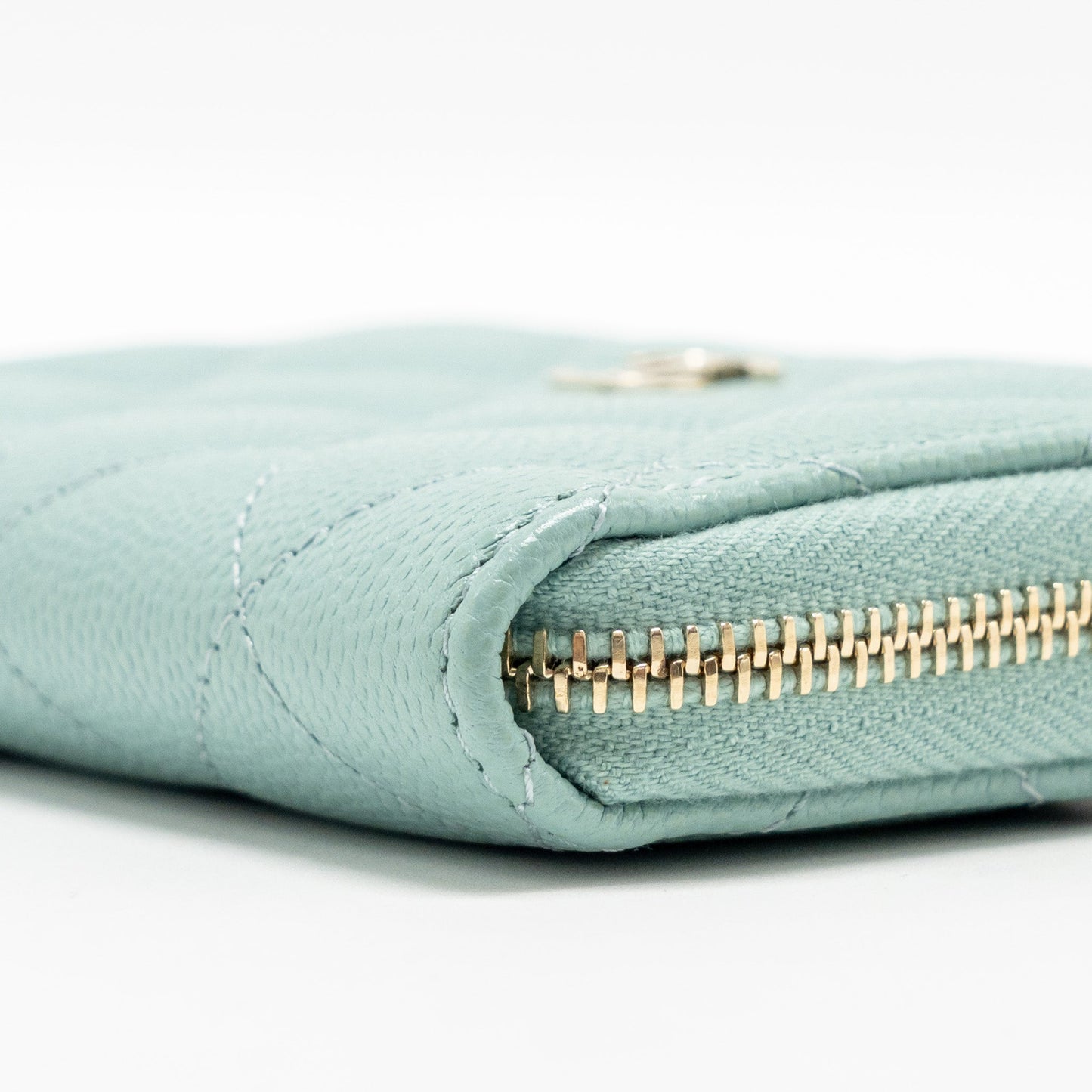 Chanel Zip Card Holder Caviar Light Green LGHW