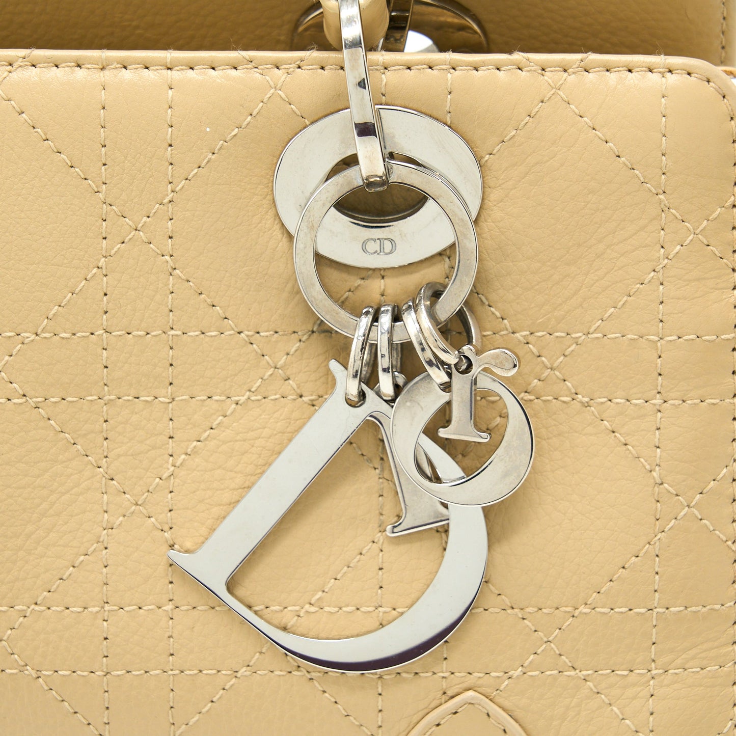 Dior Vintage Lady Dior Long Cuir Calfskin Beige SHW