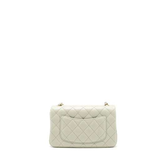 Chanel mini rectangular flap Bag Lambskin Light Grey LGHW (microchip)