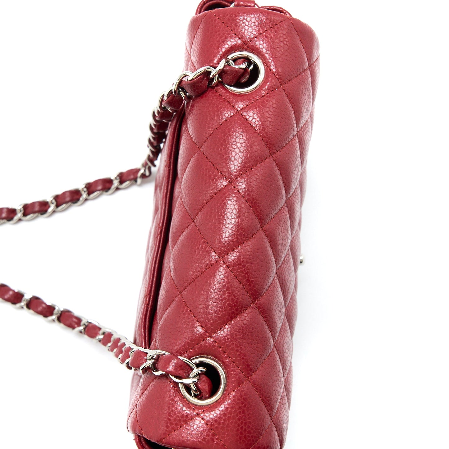 Chanel Mini Rectangular Flap Bag Caviar Red SHW