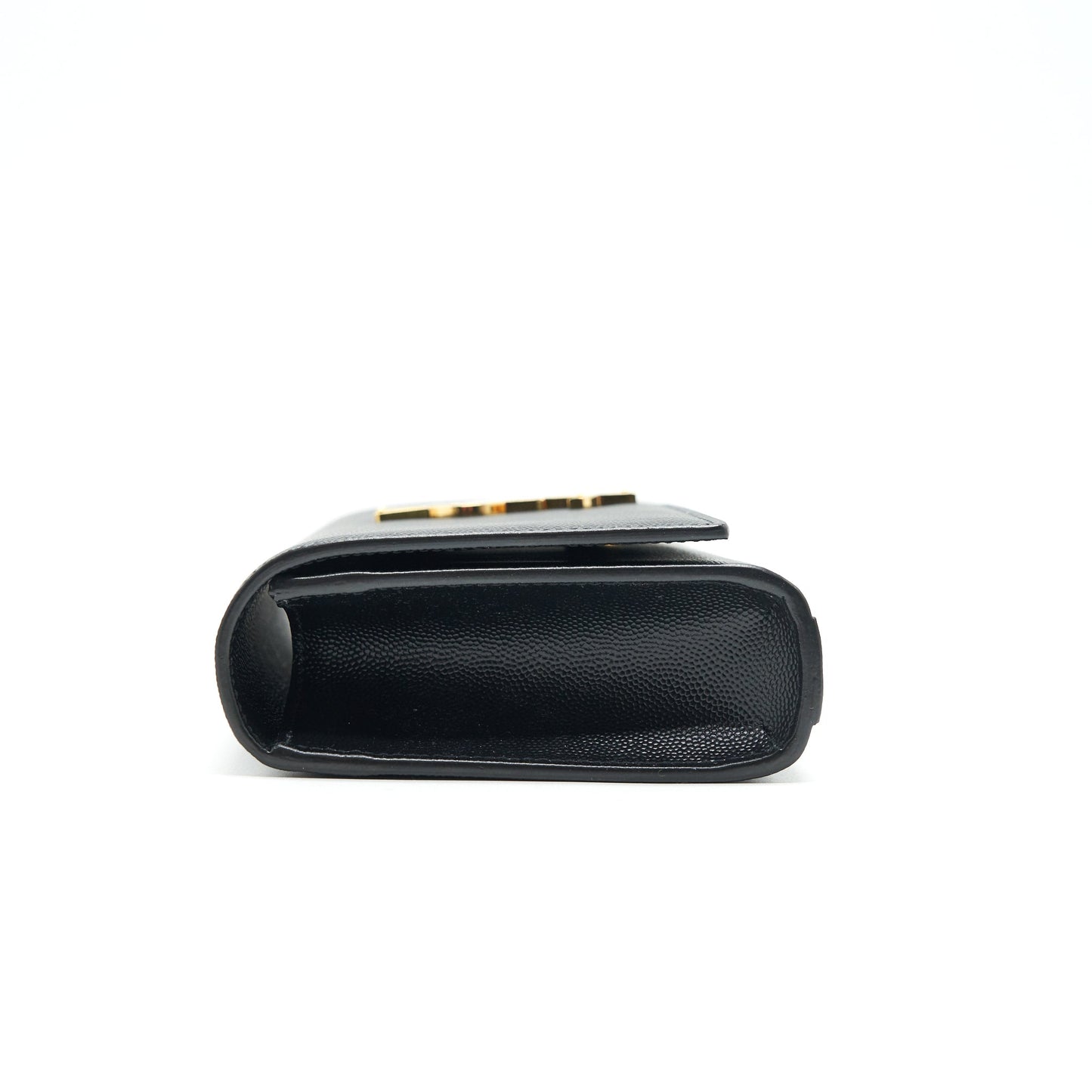 SAINT LAUREN KATE CLUTCH IN GRAIN DE POUDRE EMBOSSED LEATHER BLACK GHW