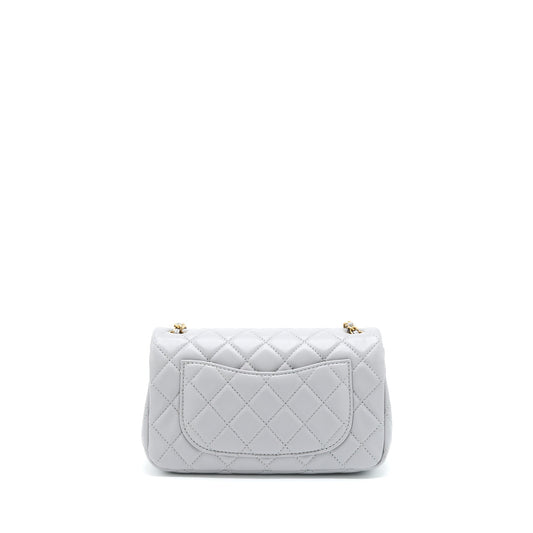 Chanel 21B Pearl Crush Mini Rectangular Flap Bag Lambskin Grey GHW (Microchip)