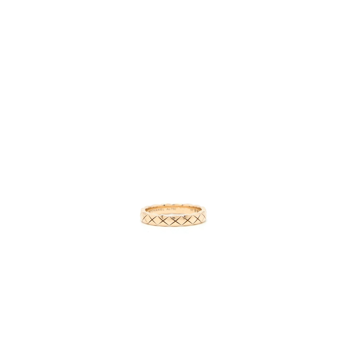 Chanel Size 50 Mini Version Coco Crush Ring Quilted Motif 18K Beige Gold