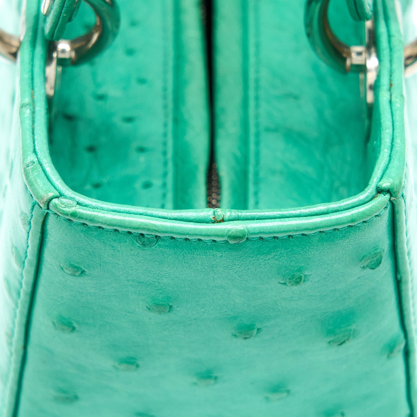 Dior Medium Lady Dior Ostrich Green SHW