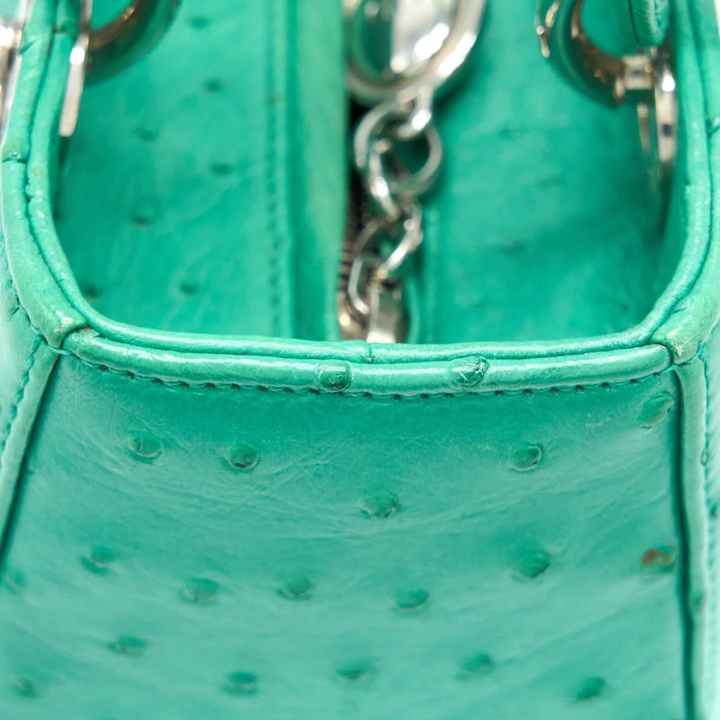 Dior Medium Lady Dior Ostrich Green SHW