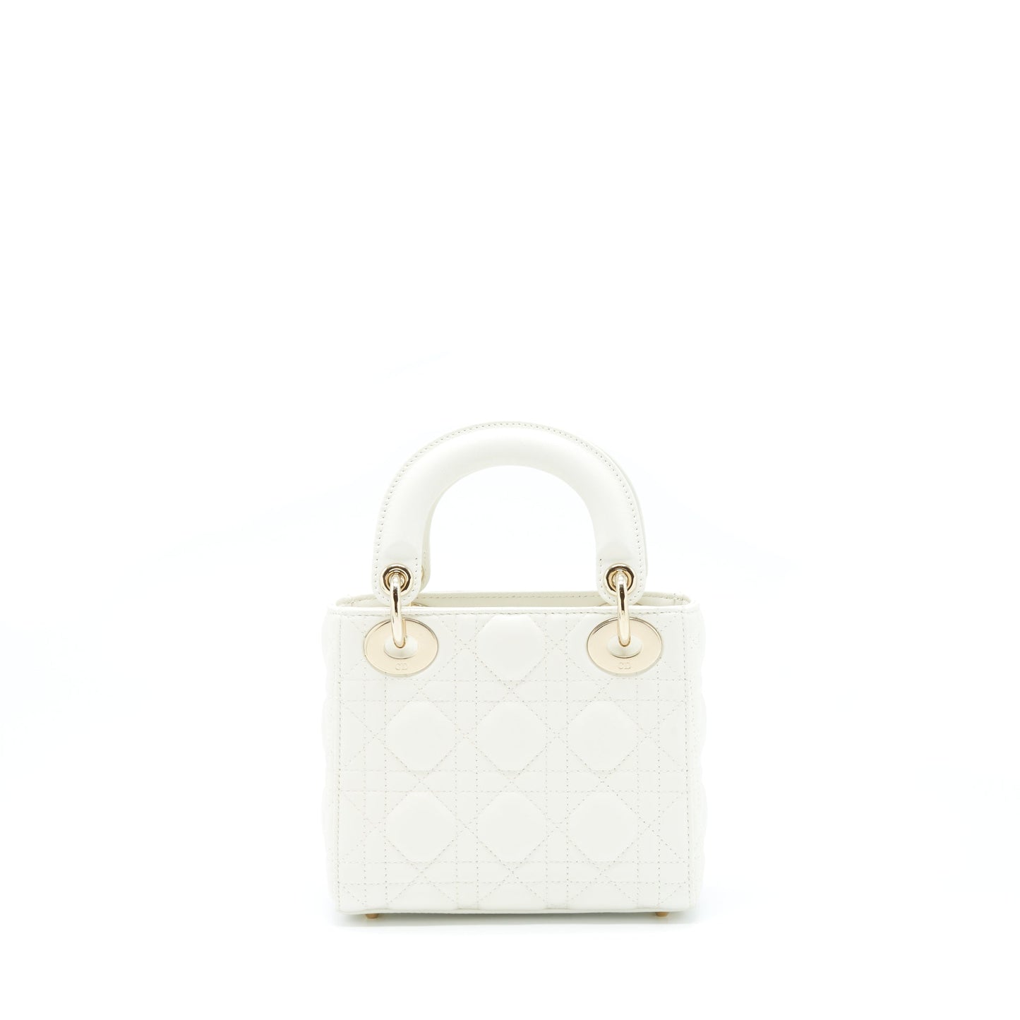 Dior Mini Lady Dior Tote Bag Lambskin White LGHW