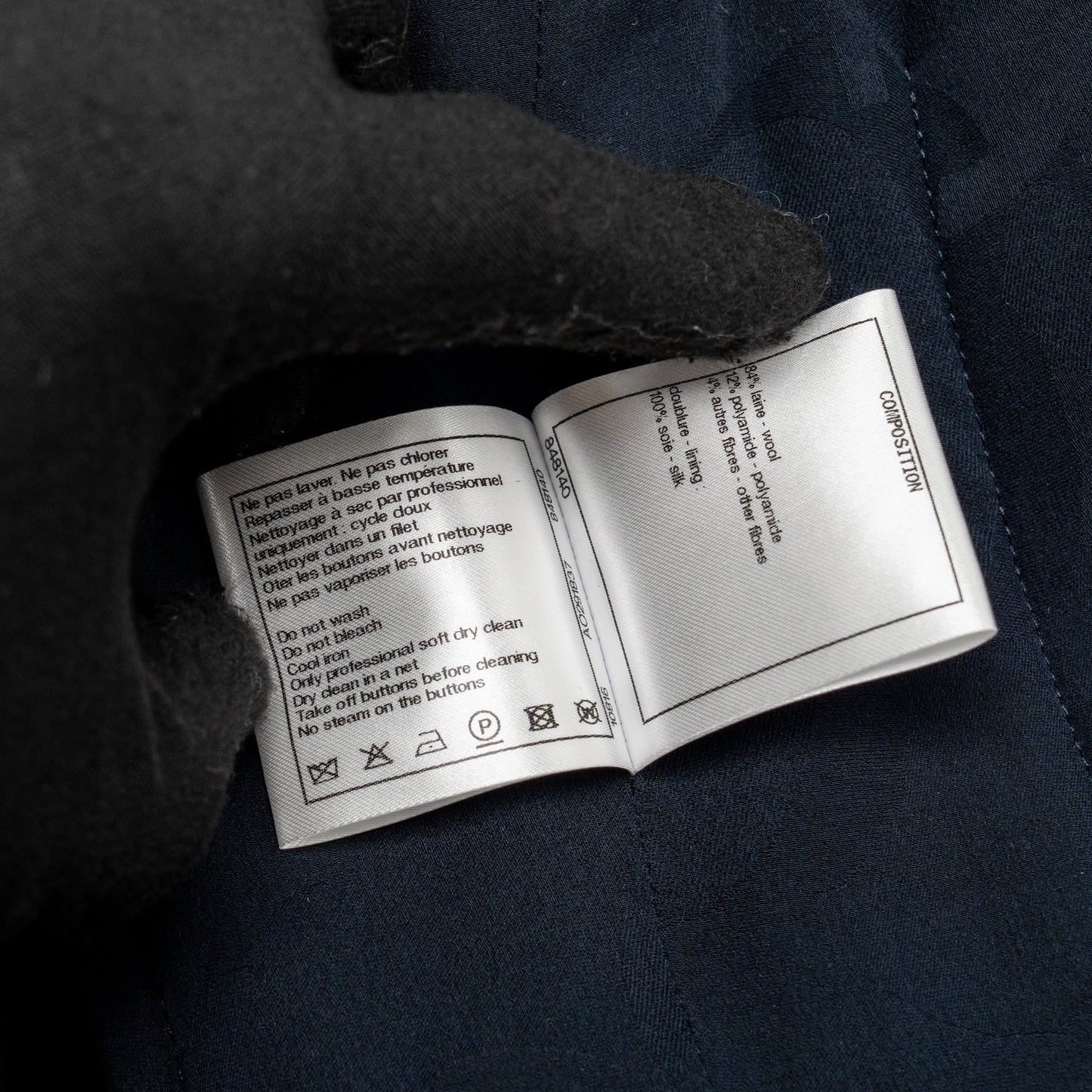 Chanel Size 36 21B Crystal Button Jacket Wool/Polyamide Navy Blue
