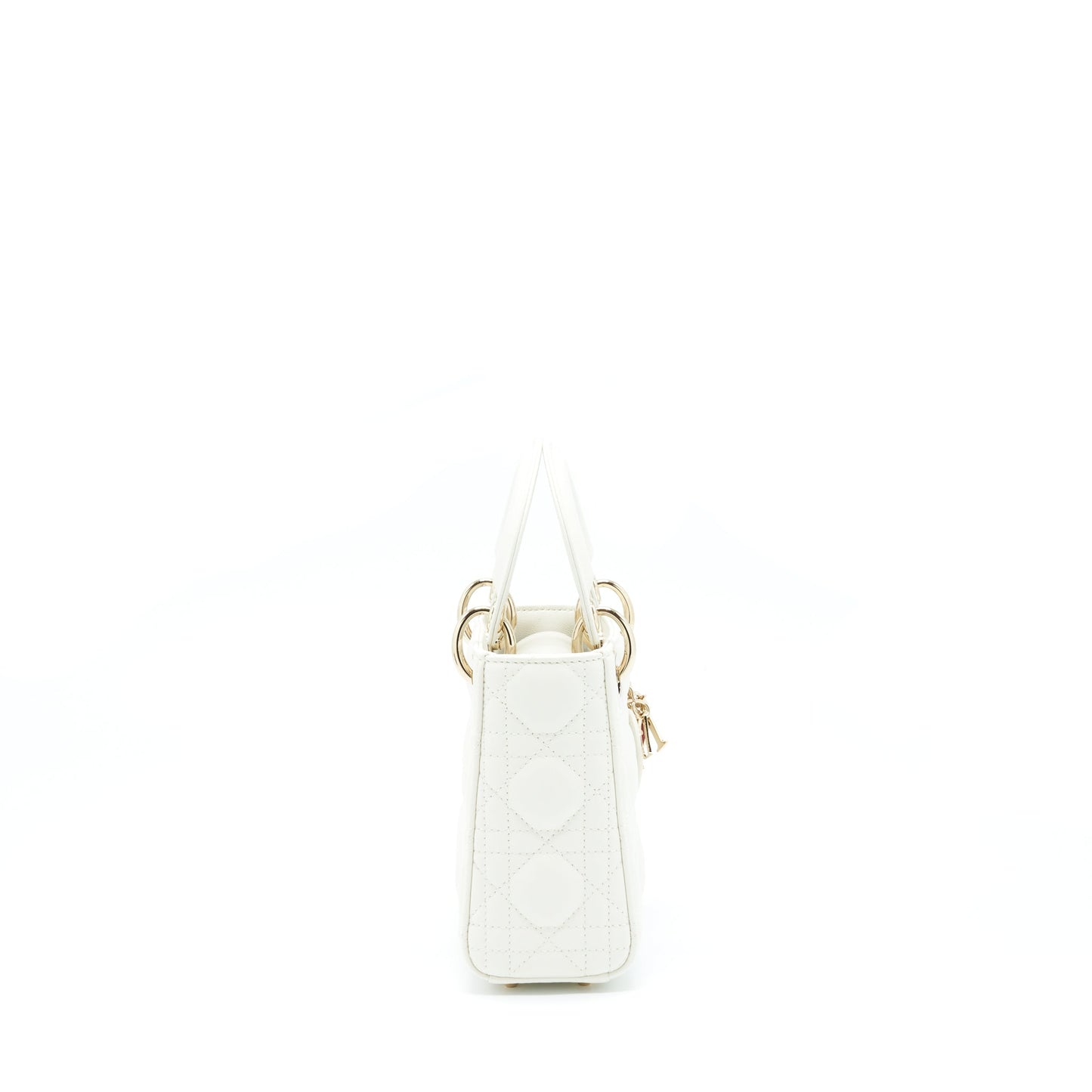 Dior Mini Lady Dior Tote Bag Lambskin White LGHW