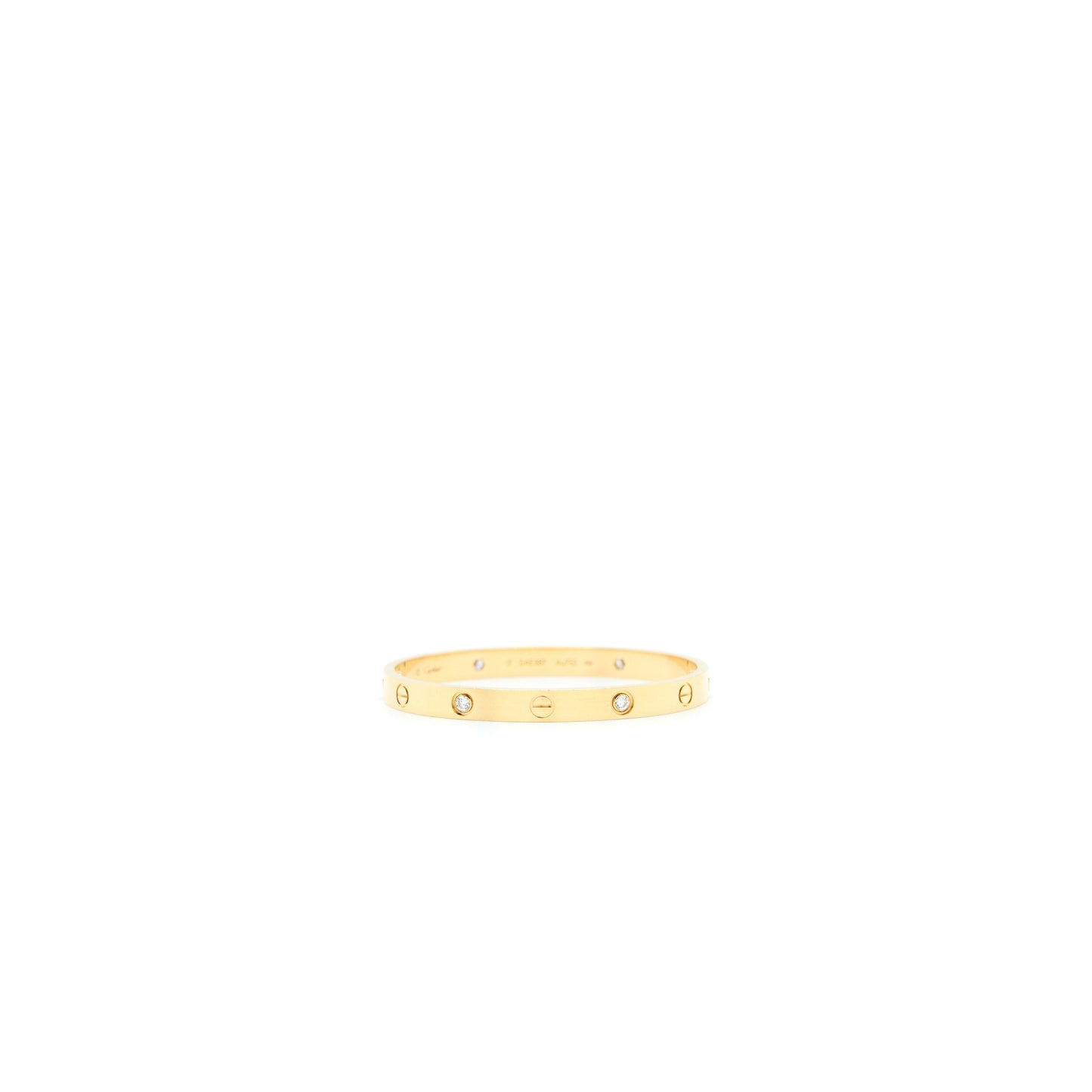 Cartier Size 17 Love Bracelet Yellow Gold Diamonds