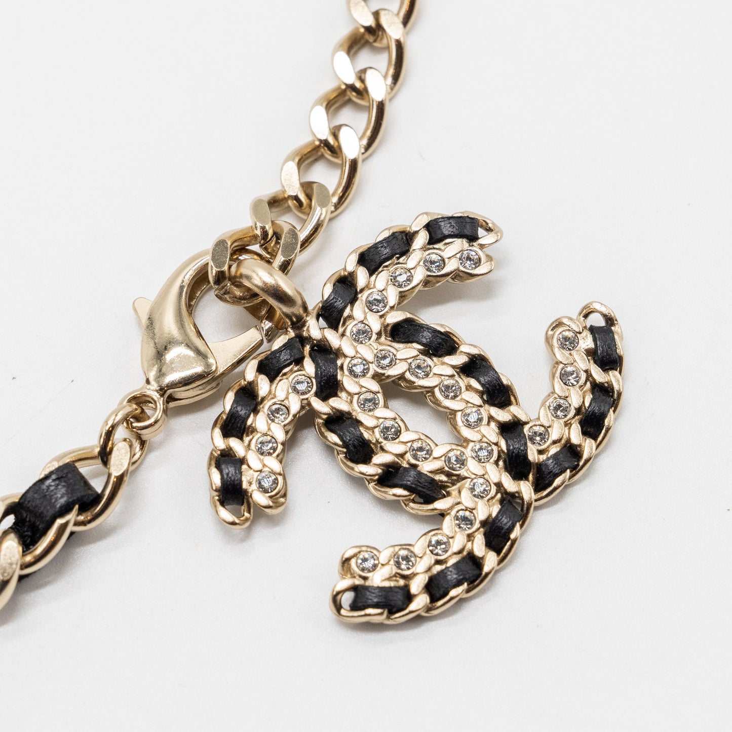 Chanel detailed CC logo chain belt black LGHW